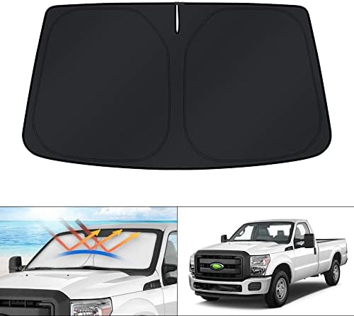 KUST Windshield Sun Shade for 2008-2016 Ford F-250 F-350 Super Duty 2Dr Regular Cab,4Dr Super Crew Cab,Super Cab Window Accessories Sunshade Sun Protector Foldable Block UV Rays Keep Car Cooler by KUST