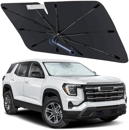 Windshield Sun Shade Umbrella for GMC Terrain 2018-2026, Foldable Front Window Sunshade with 360° Rotating Shaft, Custom Fit Car Shades for Terrain Accessories with UV & Heat Protection by Visufy