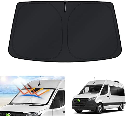 KUST Windshield Sun Shade for Freightliner Sprinter & Mercedes Benz Sprinter Accessories 2007-2025 2026 Window Sunshade Sun Visor Protector Foldable Blocks UV Rays Keep Car Cooler by KUST