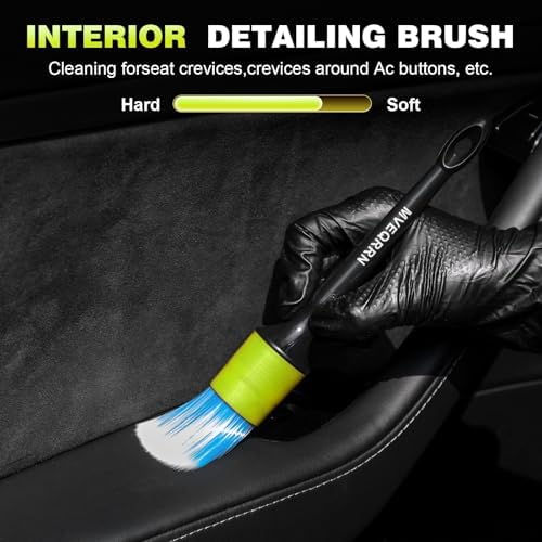 MVEQRRN 10PCS Car Detailing Brush Set,Boars Hair Detail Brush Kit(Green) - Image 4