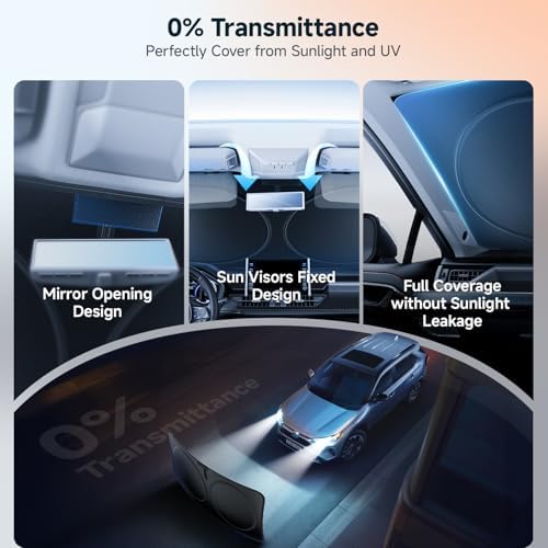[Upgrade] DooGooCoo Windshield Sun Shade - Truck & Large SUV, Sunshade for Car Windshield [100% Sunlight & UV Block] Car Sun Shade Windshield & Keep Car Cooler Front Windshield Shade (69x35 in) - Image 5