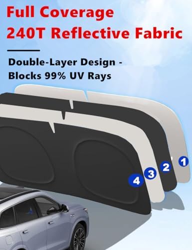 Windshield Sun Shade for Hyundai Sonata 2020-2026, 4-Layer 240T Foldable UV Block Car Accessory to Cool Interior - Image 5