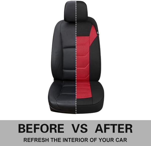 Pariiaotin 3D Air Mesh Car Seat Cover Front Sets Washable and Breathable Premium Cloth Automotive Vehicle Seat Covers for Cars Interior, Universal Fit for Most Cars, Sedan, Truck, SUV(Black/Red) - Image 5