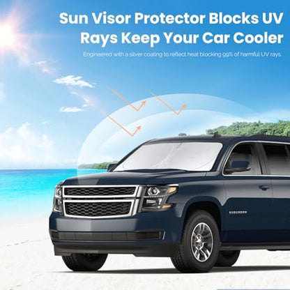Windshield Sunshade for Chevrolet Suburban 2015-2018 2019 2020 Sun Visor - Image 5