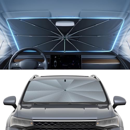 Autorder Windshield Sun Shade Umbrella for 2022-2026 Volkswagen VW Taos Accessories,Upgraded Ice Crystal Material,Easy Setup Umbrella Sunshade for Car Windshield,100% Sun Blocking by Autorder