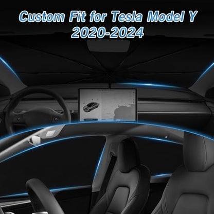 KUST Windshield Sun Shade Umbrella for Tesla Model Y 2020 2021 2022 2023 2024 (Not for Juniper) Rear Window Shades 100% UV Protection and Blackout Privacy 5PCS Car Window Covers Accessories - Image 3