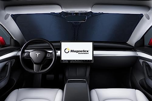 Magnelex Tesla Windshield Sun Shade for Model S 2012-2026 - Reflective Polyester Blocks Heat & Sun, Foldable Car Window Sun Blocker, Mirror Cut-Out, Fade-Resistant Sunshade, Tesla S Accessories - Image 2