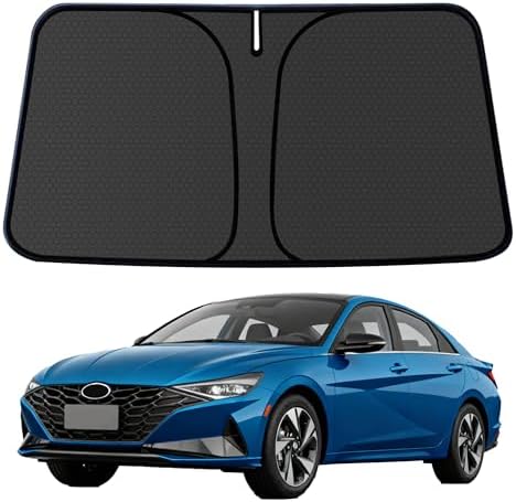 Elantra Windshield Sun Shade for Hyundai Elantra 2021-2024 2025 Blocks UV Rays Accessories,1:1 Custom Foldable Thickened Wear-Resistant Front Window Sunshade Visor,Keeps Your Car Cooler by Achaltiza