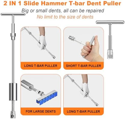 135pcs Dent Puller Kit, Paintless Dent Removal Kit for Dent Repair, Car Dent Repair Kit with T-Bar, Bridge Puller, Golden Lifter, Car Dent Remover for Car Refrigerator Door Ding Repair - Image 6