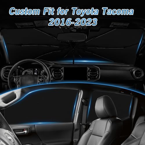 KUST Windshield Sun Shade Umbrella for Toyota Tacoma Double Cab 2016 2017 2018 2019 2020 2021 2022 2023 Rear Window Shades 100% UV Protection and Blackout Privacy 5PCS Car Window Covers Accessories - Image 3