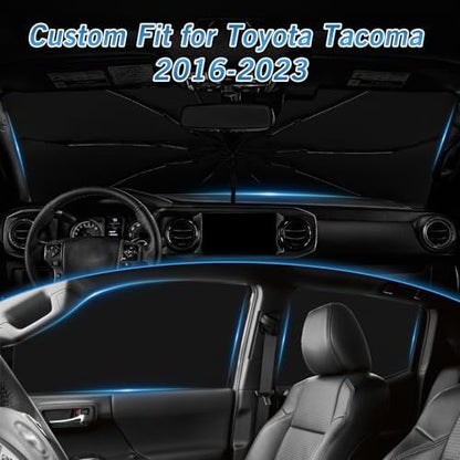 KUST Windshield Sun Shade Umbrella for Toyota Tacoma Double Cab 2016 2017 2018 2019 2020 2021 2022 2023 Rear Window Shades 100% UV Protection and Blackout Privacy 5PCS Car Window Covers Accessories - Image 3