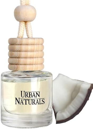 Urban Naturals Car Air Freshener Diffuser 3 Pack - Mahogany Coconut Scent, 45+ Days Long Lasting Fragrance, Made in USA, Glass & Wood, Hanging Design + Vent Cip, Easy to Use by UrbanNaturals