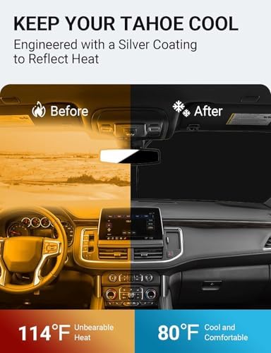 Proadsy Custom Fit Car Windshield Sun Shade for 2021-2026 Chevrolet Tahoe - Image 3