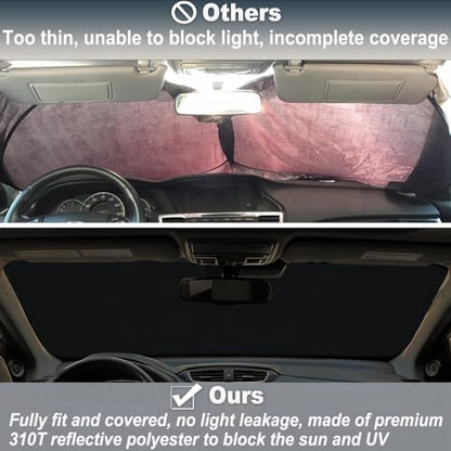 Car Windshield Sun Shade for Honda CR-V 2017-2022, Premium 310T Reflective Polyester UV Blocker, Lightweight Foldable Sun Visor with Storage Pouch - Image 4