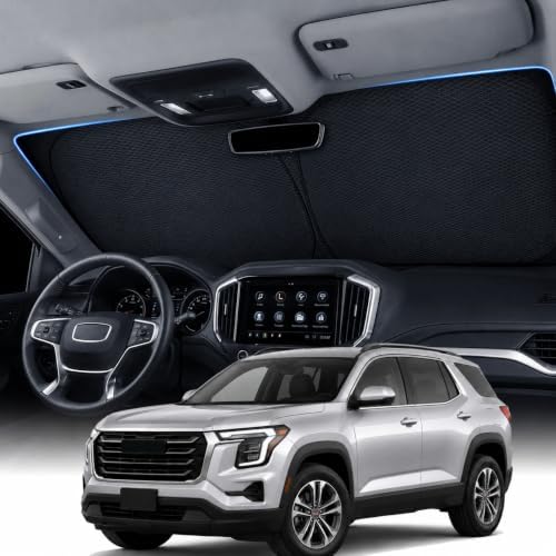 Large Windshield Sun Shade for GMC Terrain 2010-2026, 7-Layer Heavy-Duty & Blocks UV Rays, 3D Scanned Custom Fit, Keep Interior Cooler, Easy Storage & Foldable SUV Accessories, No Sagging by Zanch