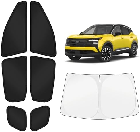 KUST Car Window Shades for Nissan Kicks 2025-2026 Windshield Sun Shade Side Window Cover UV Block Privacy Protection Accessories for Camping Blackout Rear Back Full Set 7PCS by KUST