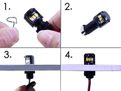Oznium Side View LED Bolt - 12V LED Side Emitting Light for Bumper, Grille, Cars Interior, Dash, Ambient Lighting, Motorcycle with Aluminum Housing & Screw Nut (11 mm Black, Warm White LED), 2-PACK - Image 6