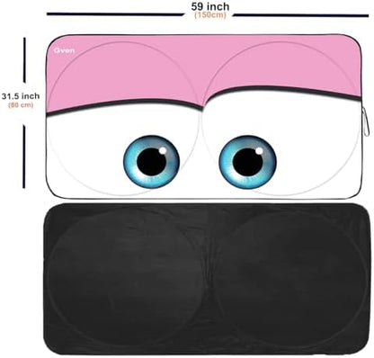 Gven Windshield Sun Shade Universal Fit for Car Window Sunshades Cover Automotive Interior Sun Protector Accessories for Compact& Midsize Sedan,Com& Subcompact SUV,Small Pickup,Wagon (Pink, S) - Image 2