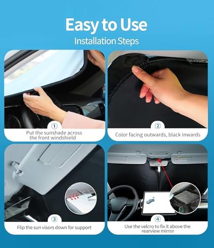 Custom-Fit for GMC Windshield Sun Shade, Car Sunshade Cover UV Block Car Front Window with Foldable Sun Shade Cover Cool Protection Visor, Designed for GMC Accessories (for GMC Yukon) - Image 4