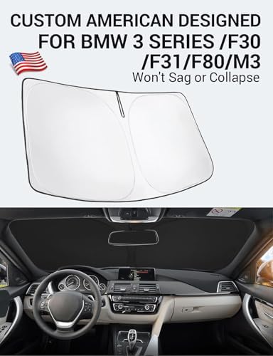 Proadsy Custom Fit 2013-2018 BMW 3 Series Windshield Sun Shade, Blocks Heat - Image 2