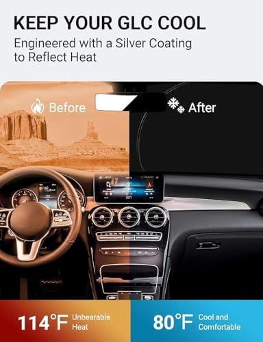 Proadsy Custom Fit Car Windshield Sun Shade for 2016-2022 Mercedes-Benz GLC - Image 3