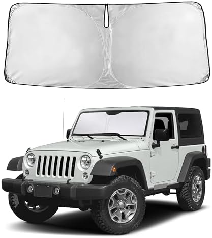 EcoNour Windshield Sunshade Compatible for Jeep Wrangler 1997-2016 2017 by EcoNour