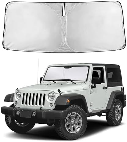 EcoNour Windshield Sunshade Compatible for Jeep Wrangler 1997-2016 2017 by EcoNour