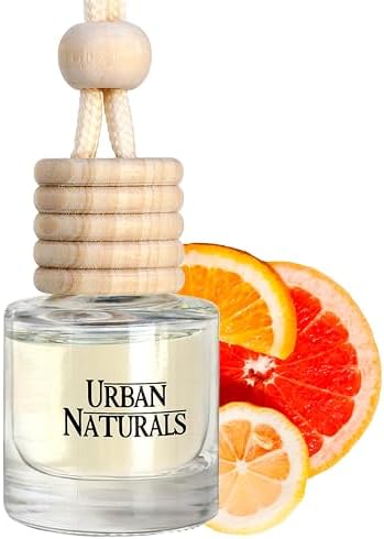 Urban Naturals Car Air Freshener Diffuser 3 Pack - Citrus Bliss Scent, 45+ Days Long Lasting Fragrance, Made in USA, Glass & Wood, Hanging Design + Vent Cip, Easy to Use by UrbanNaturals