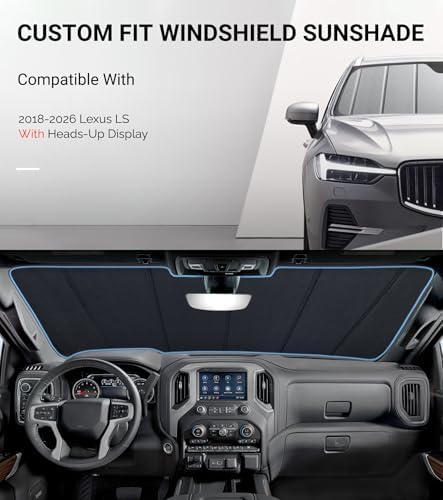 Pigenius Windshield Sunshade for Lexus LS 2018-2026 with HUD, Front Window Sun Shade - Safeguard - Image 2