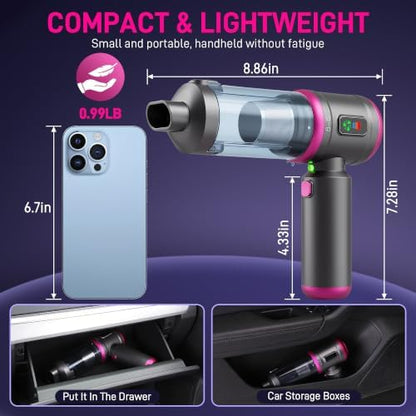 Car Vacuum Portable Cordless, 30000PA 3-in-1 Car Vacuum Cleaner High Power - Image 2