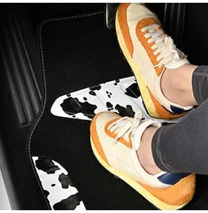 CAR PASS Waterproof Universal 3Pcs Car Floor Mats, Cow Print Car Mats Fit for SUV,Vans,sedans, Trucks,Set of Vehicles Car Carpet with Driver Heel Pad and Nibs Backing, Cute Women Girly (Black White) - Image 5