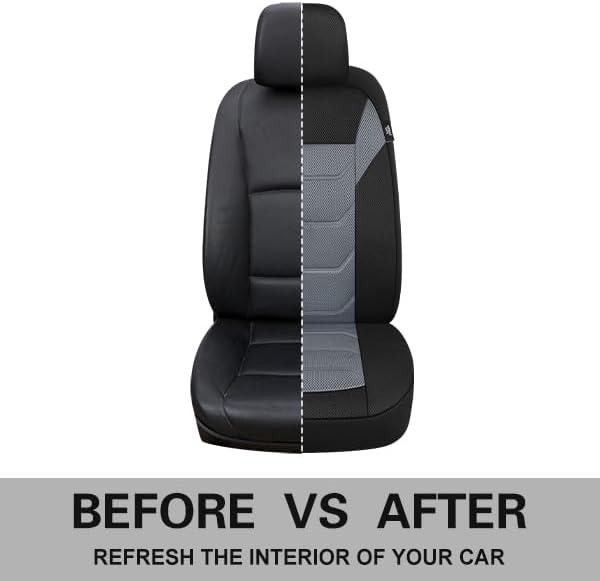 Pariiaotin 3D Air Mesh Car Seat Covers Front Sets Washable and Breathable Premium Cloth Automotive Vehicle Seat Covers for Cars Interior, Universal Fit for Most Cars, Sedan, Truck, SUV(Black/Gray) - Image 5