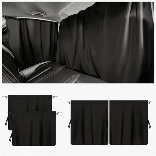 3 Pack Upgraded Car Window Shades Set, 2 Window Sun Shades + 1 Privacy Curtain with Storage Pockets, UV Sun Protection & Privacy Screen (A) by Unknown