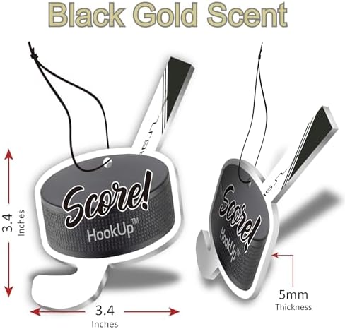 Hockey Car Air Freshener by HookUp - 50 Pack - Black Gold Scent (Extra Strong) | Unique Hockey Gift for Players, Coach, Fans | Hanging Car Accessory with Long Lasting Fresheners Smell - Image 2
