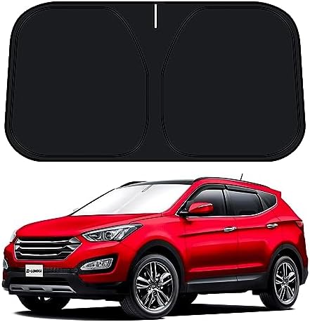 D-Lumina Windshield Sun Shade for 2013-2018 Hyun-dai Santa Fe Accessories, Front Window Sunshade Sun Visor Protector Block UV Rays Heat, Foldable 2 Layers 210T Material by D-Lumina