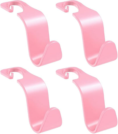 Car Seat Headrest Hook, 4PCS Vehicle Seat Back Hanger Storage Organizer for Handbag Purse Coat, Auto Interior Headrest Hook, Universal for SUV Automobile Truck (Pink) - Image 7