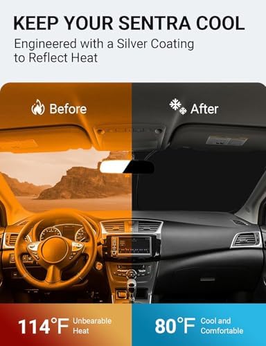 Proadsy Custom Fit Car Windshield Sun Shade for 2013-2019 Nissan Sentra - Image 3