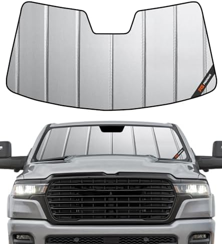 Pigenius Windshield Sunshade for Ram 1500 2019-2024 Without Sensor with Standard Rearview Mirror, Custom Fit Front Window Sun Shade - Safeguard by Pigenius