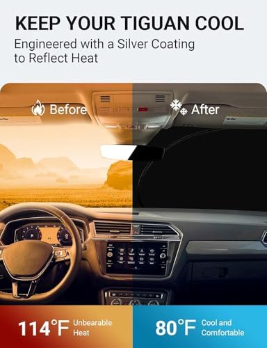Proadsy Custom Fit Car Windshield Sun Shade for 2018-2024 Volkswagen Tiguan - Image 3