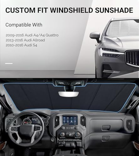 Pigenius Windshield Sun Shade for Audi A4/A4 Quattro 2009-2016, Allroad 2013-2016, S4 2010-2016, Reflective Aluminum Film Front Window Sunshade-B - Image 2