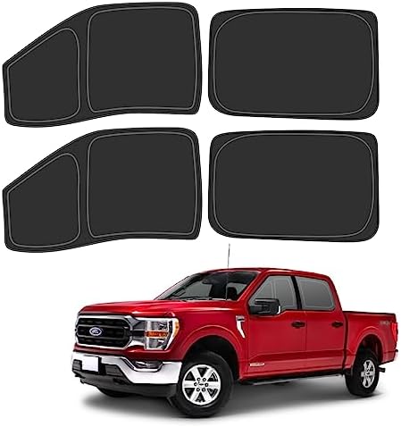 D-Lumina Side Window Sun Shade for 2015-2020 Fo-rd F150 F-150 Accessories (Not for 1 Door), Side Window Shades Sun Visor Protector Block UV Rays Heat, Foldable 2 Layers 210T Material Pack of 4 by D-Lumina