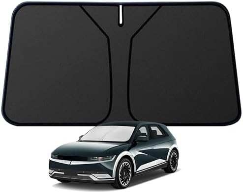 Ioniq 5 Windshield Sun Shade for Hyundai Ioniq 5 2022-2024 2026 Blocks UV Rays Accessories,1:1 Custom Foldable Thickened Wear-Resistant Front Window Sunshade Visor,Keeps Your Car Cooler by Achaltiza