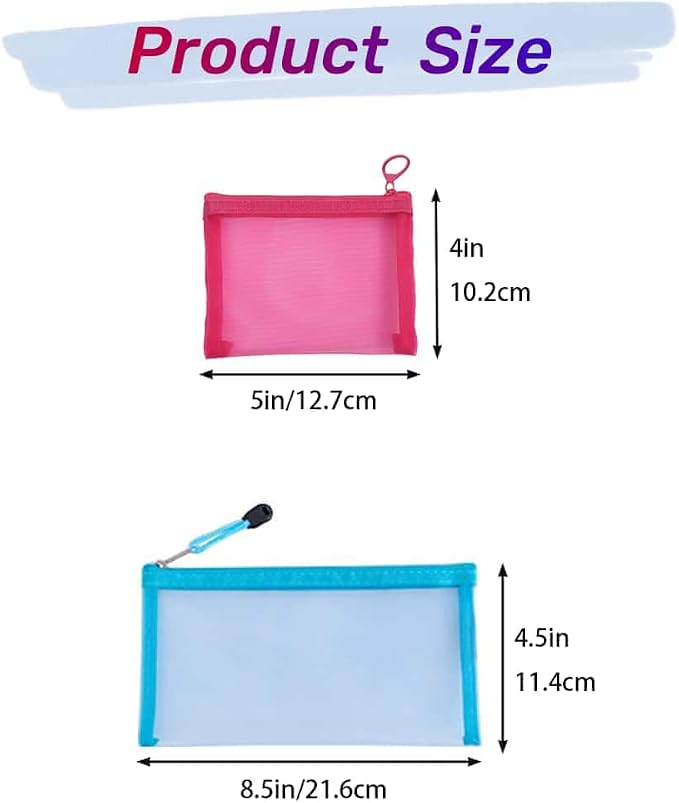 Small Mesh Zipper Pouch Bags for Purse & Small Mesh Pencil Pouches - Image 2