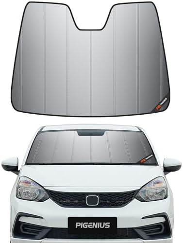 Pigenius Windshield Sunshade for Honda Fit 2009-2013 (Gen 2 / GE8) Hatchback, Premium Grey Leather Finish by Pigenius