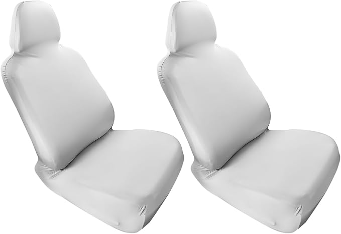 Car Seat Cover, Elastic Waterproof Dustproof Vehicle Front Seat Protector, Scratch Proof Automotive Interior Front Chair Cover Accessories, Universal Fit (White) - Image 7