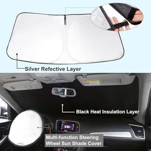 TINGLU Sun Shade for Toyota 4Runner 2025 2026 Accessories Windshield Sun Shade Window Shade UV Rays Protection Sun Visor Cover with Steering Wheel Sunshade Storage Bag - Image 2