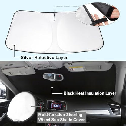 TINGLU Sun Shade for Toyota 4Runner 2025 2026 Accessories Windshield Sun Shade Window Shade UV Rays Protection Sun Visor Cover with Steering Wheel Sunshade Storage Bag - Image 2