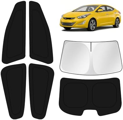 KUST Car Window Shades for Hyundai Elantra 2011-2015 2016 Windshield Sun Shade Side Window Cover UV Block Privacy Protection Accessories for Camping Blackout Rear Back Full Set 6PCS by KUST