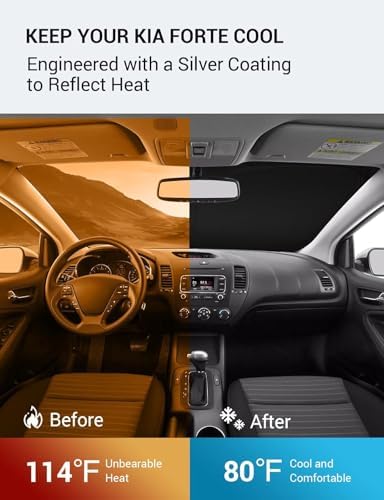 Proadsy Custom Fit 2014-2018 Kia Forte Windshield Sun Shade, Blocks Heat - Image 3