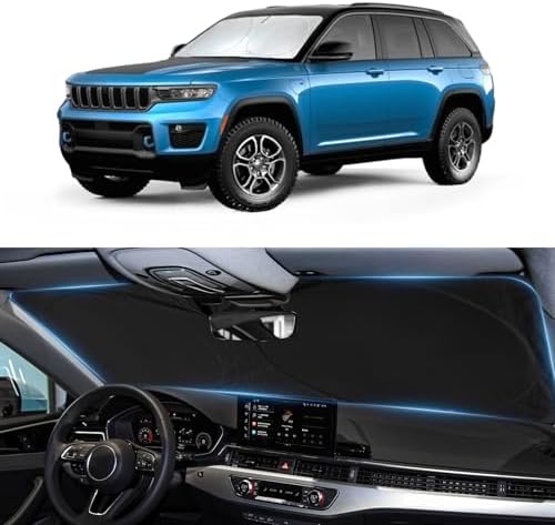 Custom fit Jeep Cherokee Windshield Sunshade for Cherokee 2014-2024 2025 Trailhawk,Overland, Limited, Altitude Accessories (Not for Jeep Grand Cherokee) Shade Cover for Windshield Screen Sun Visor by BOODANCARS